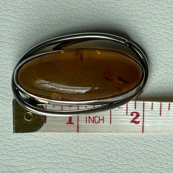 Authentic Baltic Amber and Silver Brooch and Pendant - Picture 7 of 7
